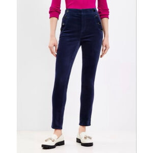 Loft curvy mariner skinny pants in velvet size 10 navy